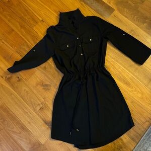 Super cute mini shirt dress, black, size Small